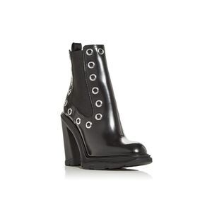 ALEXANDER MCQUEEN Womens Black Back Pull-Tab Toe Block Heel Leather Chelsea 39